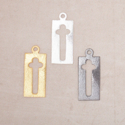 22.5x11mm Brushed Cross Void Charm Set of 4 pieces