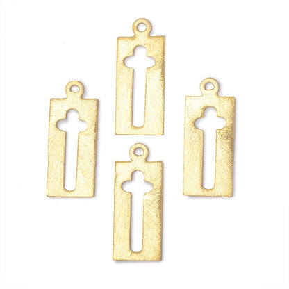22.5x11mm Brushed Cross Void Charm Set of 4 pieces