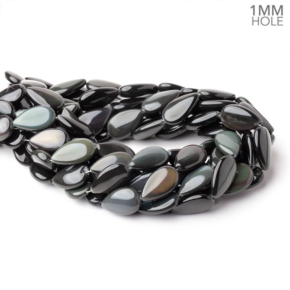 22.5x14mm Rainbow Obsidian Plain Pear 16 inch 18 Beads 1mm Hole AAA