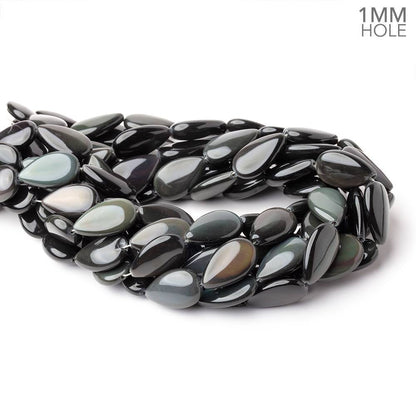 22.5x14mm Rainbow Obsidian Plain Pear 16 inch 18 Beads 1mm Hole AAA