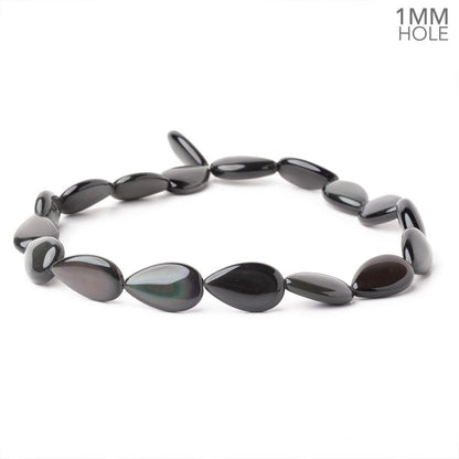 22.5x14mm Rainbow Obsidian Plain Pear 16 inch 18 Beads 1mm Hole AAA