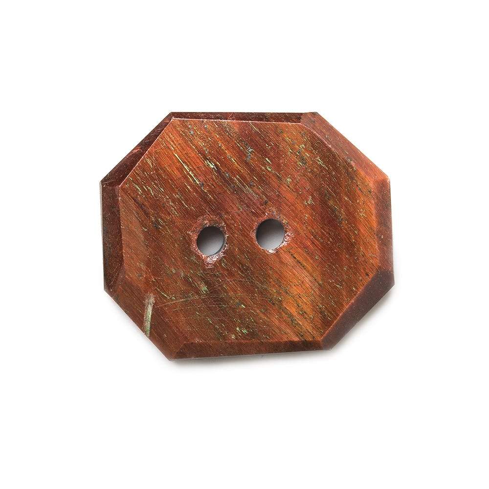 22.5x19.5mm Red Tiger's Eye rectangle 2.5mm hole button 1 piece