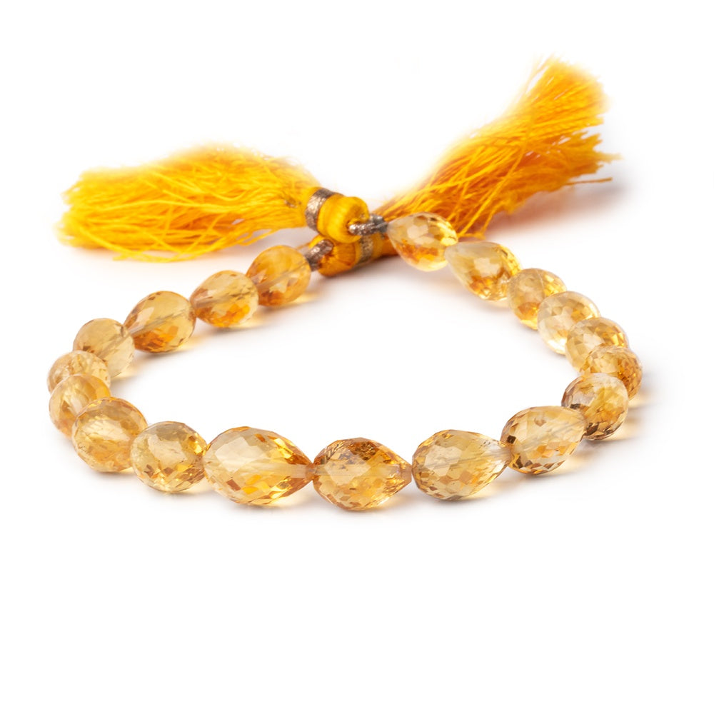 8.5x7- 12x8mm Citrine Straight Drilled Faceted Tear Drop 8 inch 19 pieces