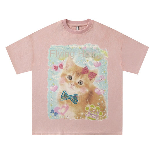 Pink Suede Short Sleeve T-Shirt for Men and Women Half Sleeve Wholesale