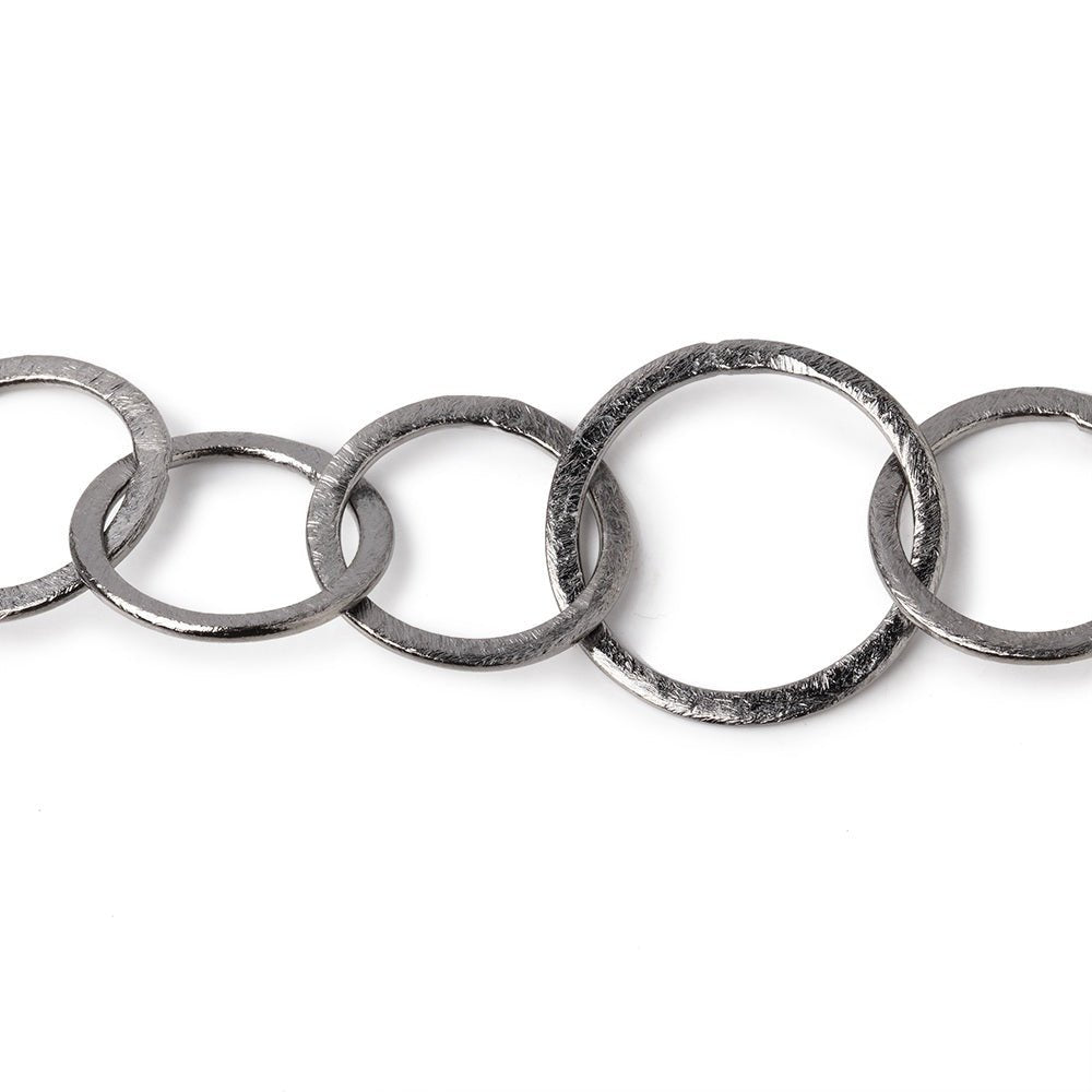 22mm & 18mm Black Gold plated Brushed Round Link Chain by the foot