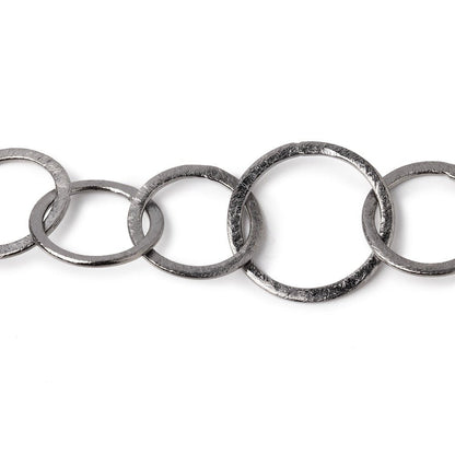 22mm & 18mm Black Gold plated Brushed Round Link Chain by the foot