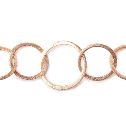 22mm and 18mm Rose Gold plated Brushed Round Link Chain
