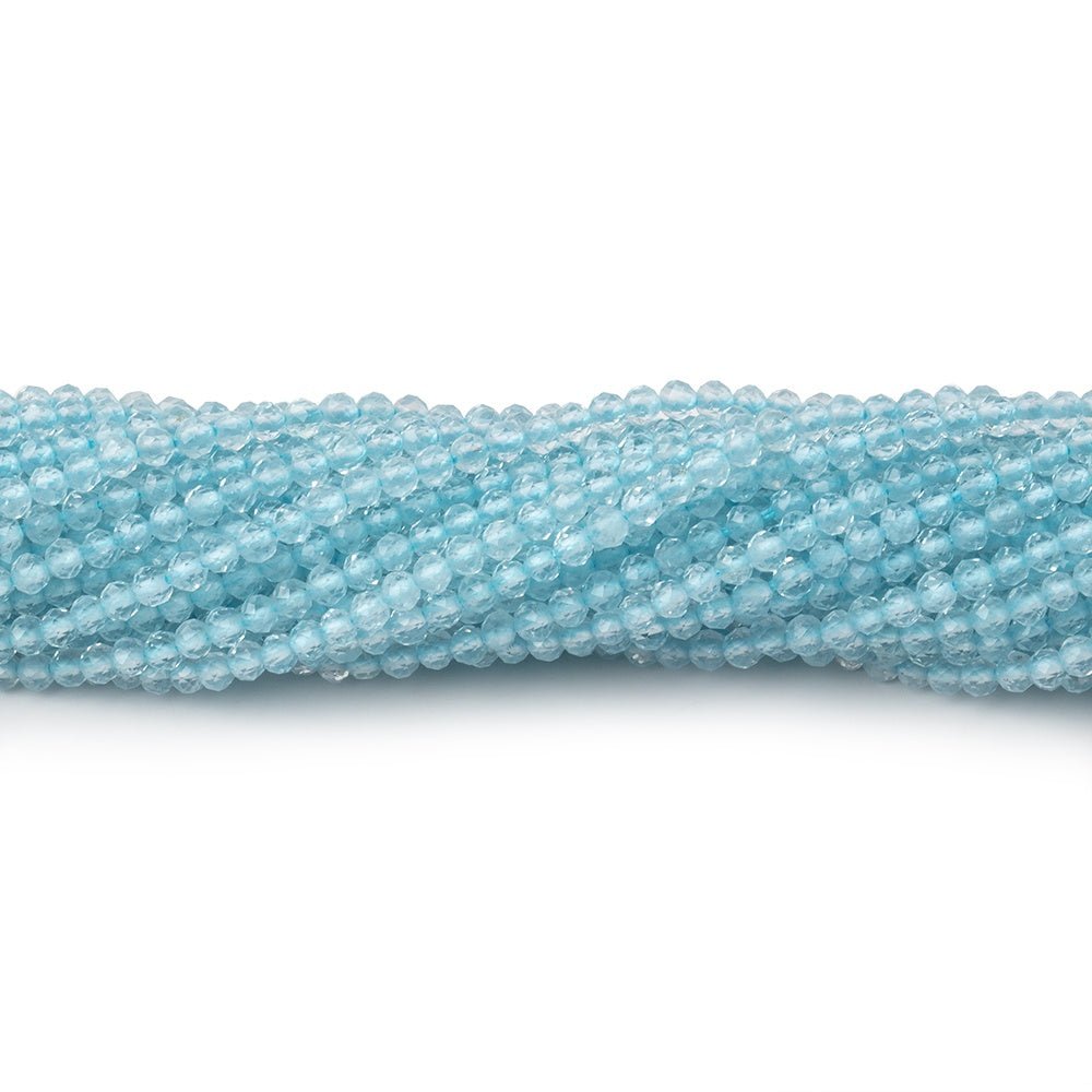 2.2mm Aquamarine Micro Faceted Round Beads 12.5 inch 150 pieces