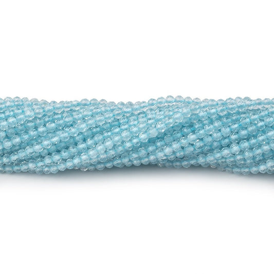 2.2mm Aquamarine Micro Faceted Round Beads 12.5 inch 150 pieces
