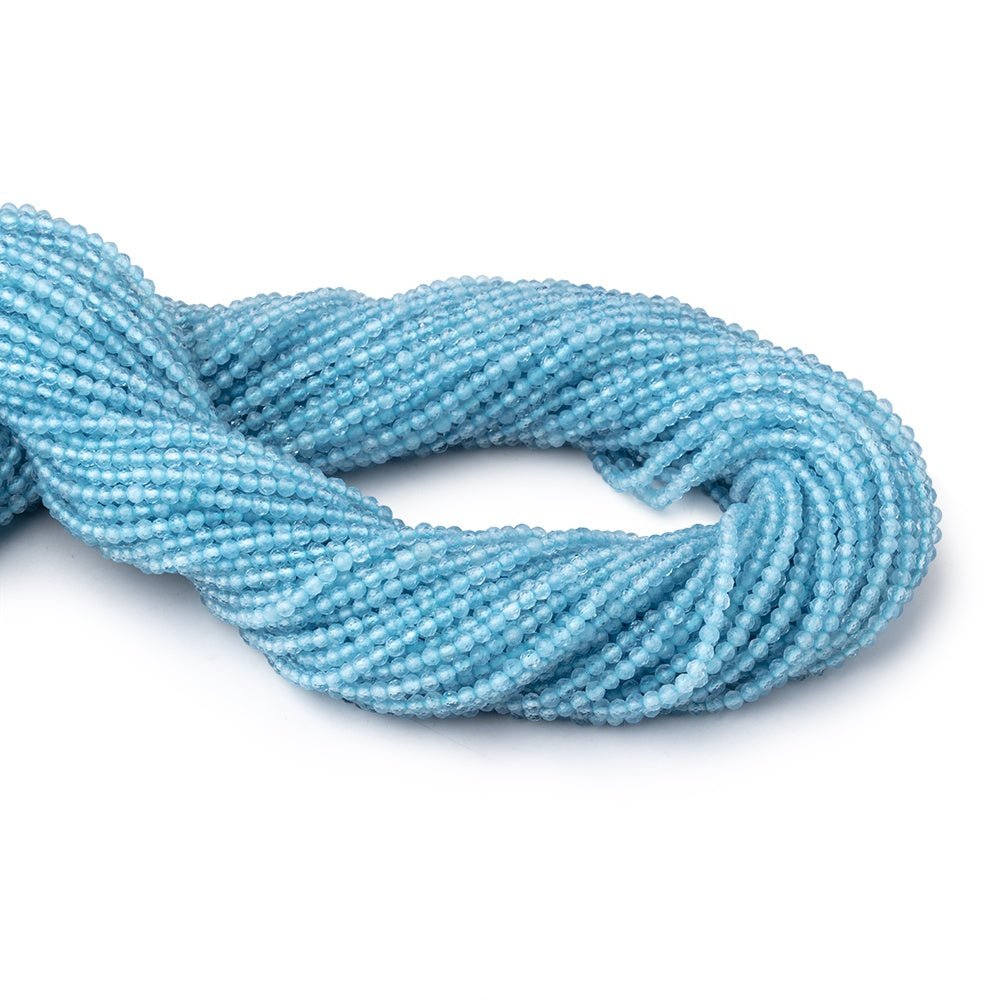 2.2mm Aquamarine Micro Faceted Round Beads 12.5 inch 156 pieces