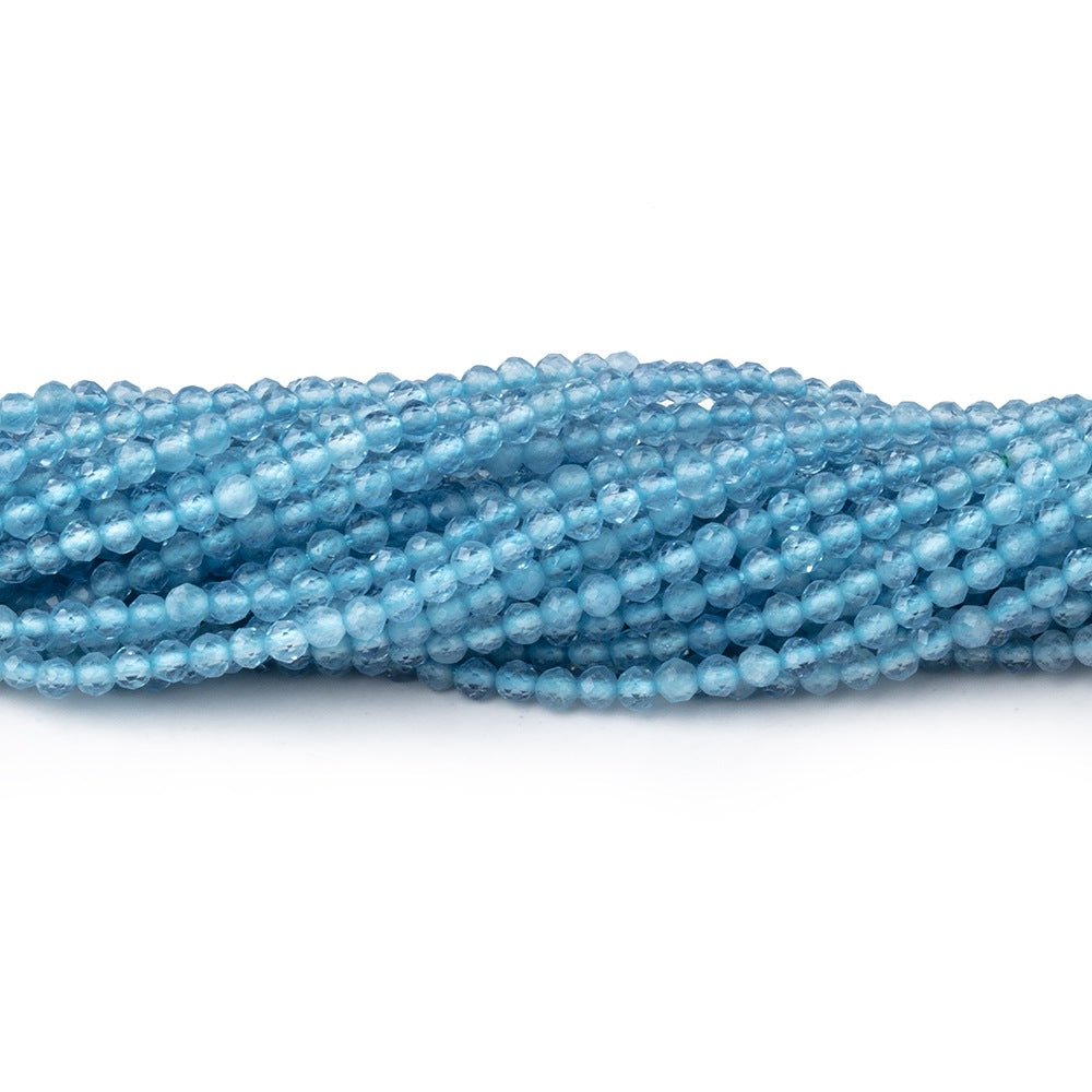 2.2mm Aquamarine Micro Faceted Rounds 12.5 inch 156 Beads
