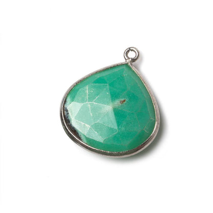 22mm Black Gold .925 Chrysoprase & Matrix faceted heart 1 ring Pendant 1 piece