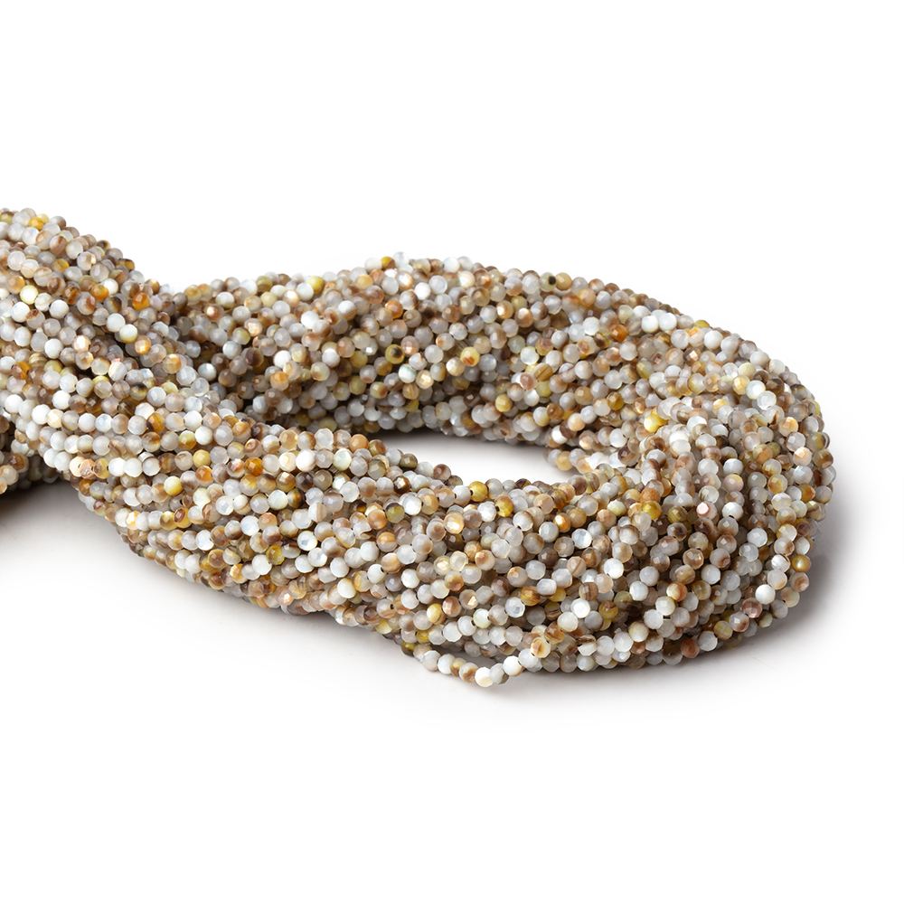 2.2mm Brown Mother of Pearl Shell Micro Faceted Rounds 12.5 inch 150 Beads