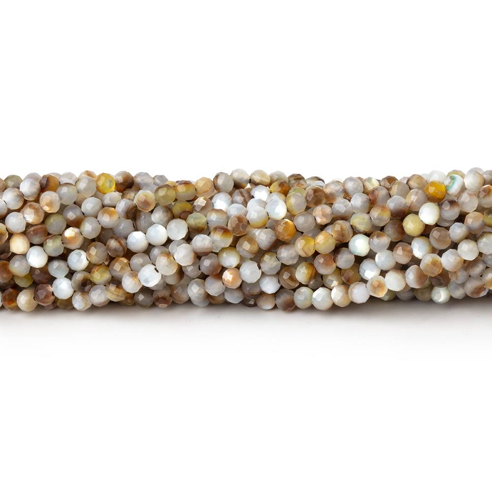 2.2mm Brown Mother of Pearl Shell Micro Faceted Rounds 12.5 inch 150 Beads