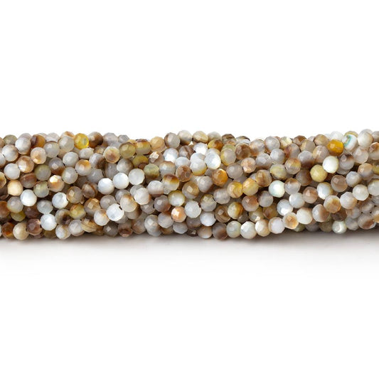 2.2mm Brown Mother of Pearl Shell Micro Faceted Rounds 12.5 inch 150 Beads