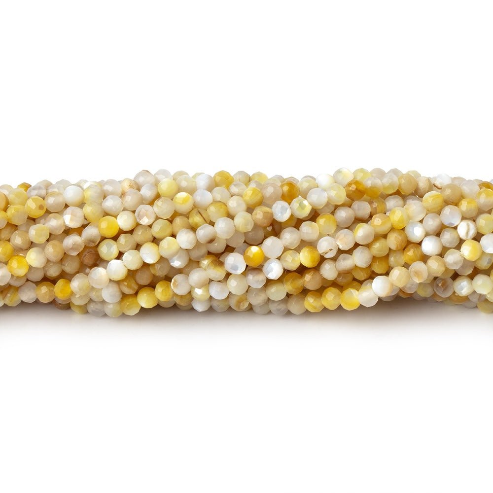 2.2mm Golden Mother of Pearl Shell Micro Faceted Rounds 12.5 inch 150 Beads