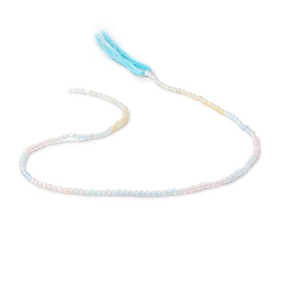 2.2mm Multi Color Beryl Micro Faceted Round Beads 12.5 inch 160 pieces