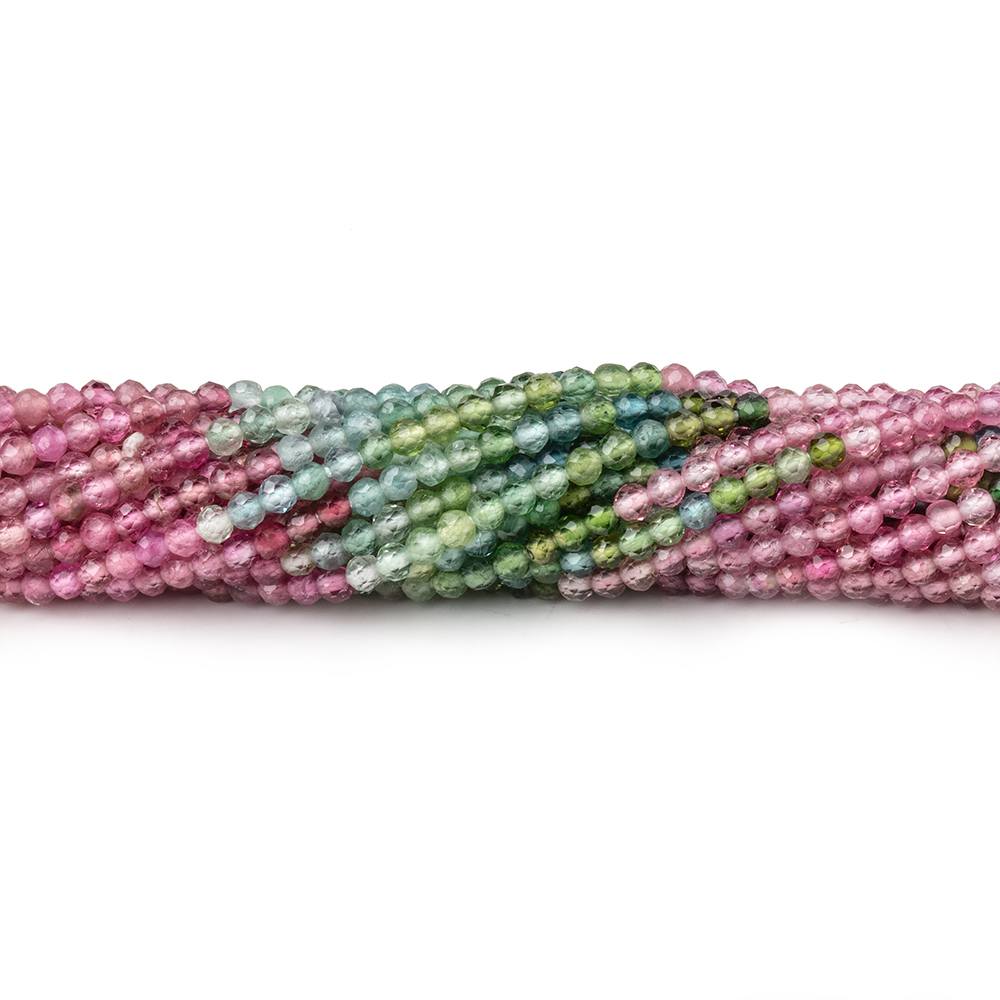 2.2mm Multi Color Tourmaline Micro Faceted Round Beads 12.5 inch 160 pieces