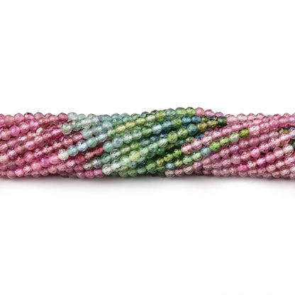 2.2mm Multi Color Tourmaline Micro Faceted Round Beads 12.5 inch 160 pieces