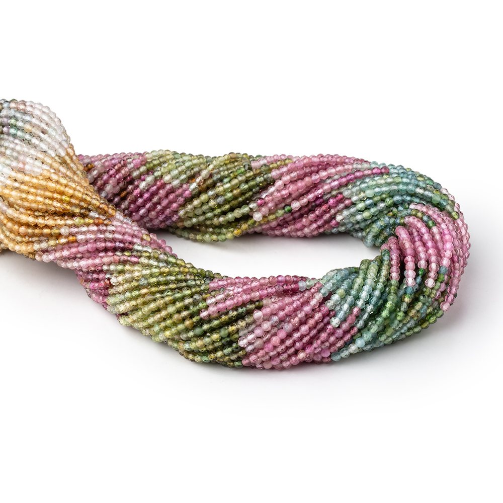 2.2mm Multi Color Tourmaline Micro Faceted Round Beads 12.5 inch 160 pieces