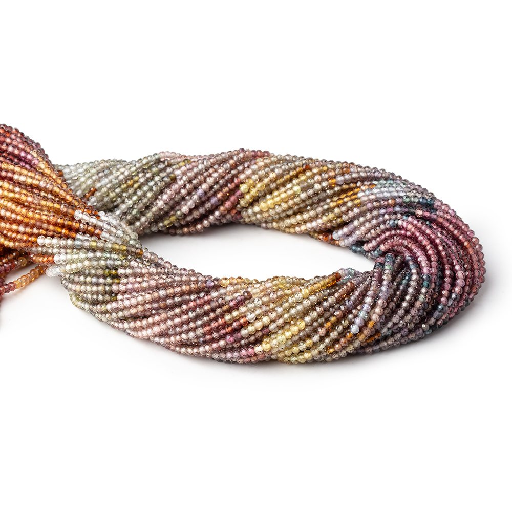 2.2mm Multi Color Sapphire Micro Faceted Rondelle Beads 12.75 inch 196 pieces AAA