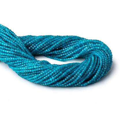 2.2mm Neon Blue Apatite Micro Faceted Cube Beads 12.5 inch 138 pieces