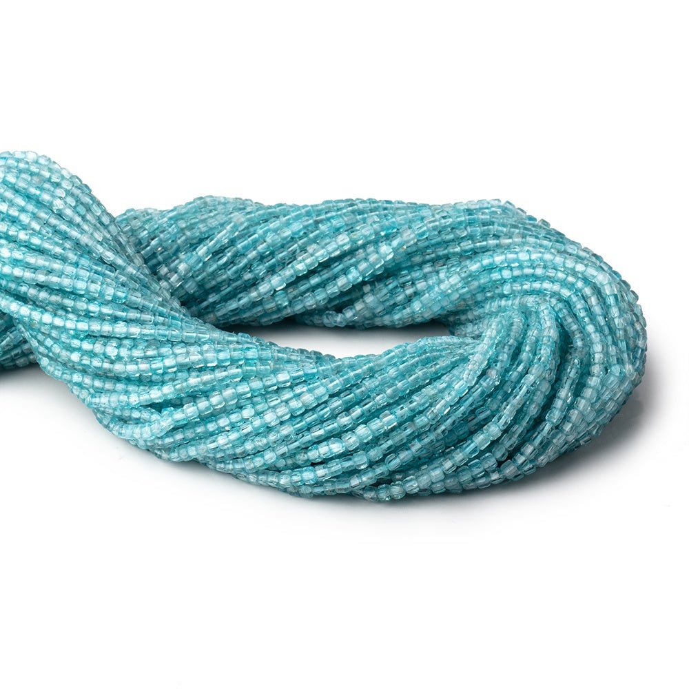 2.2mm Pool Blue Apatite Micro Faceted Cube Beads 12.5 inch 138 pieces