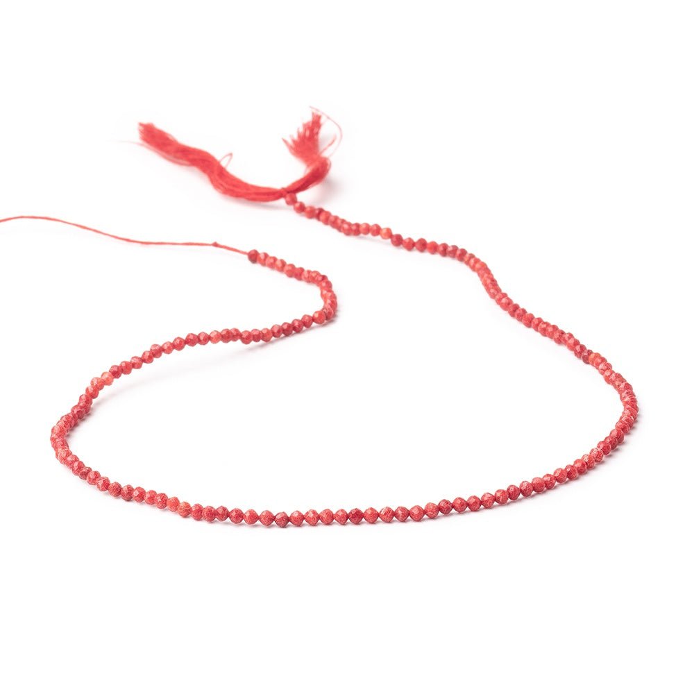 2.2mm Natural Red Coral Micro Faceted Round Beads 12.25 inch 148 pieces