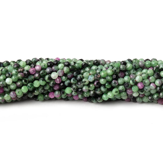 2.2mm Ruby in Zoisite Micro Faceted Round Beads 12.5 inch 150 pieces