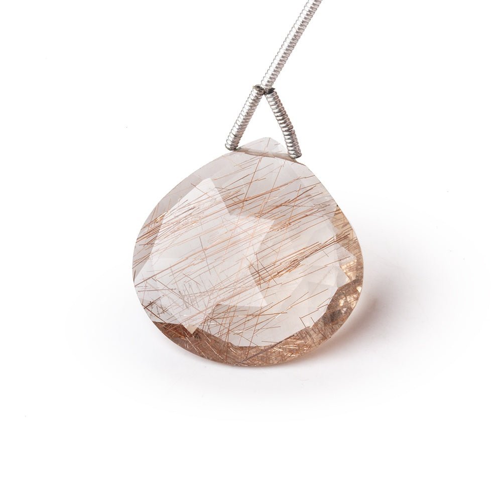 22mm Rutilated Quartz Faceted Heart Focal Bead 1 piece