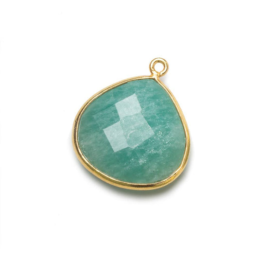 22mm Vermeil Amazonite faceted heart 1 ring Pendant 1 piece
