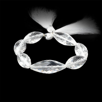 22x10-27x11mm Crystal Quartz Faceted Bi-Cone Marquise 6.5 inch 7 Beads