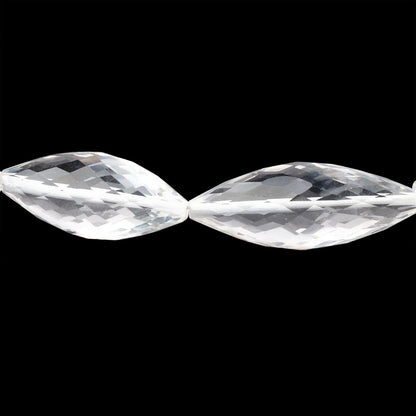22x10-27x11mm Crystal Quartz Faceted Bi-Cone Marquise 6.5 inch 7 Beads