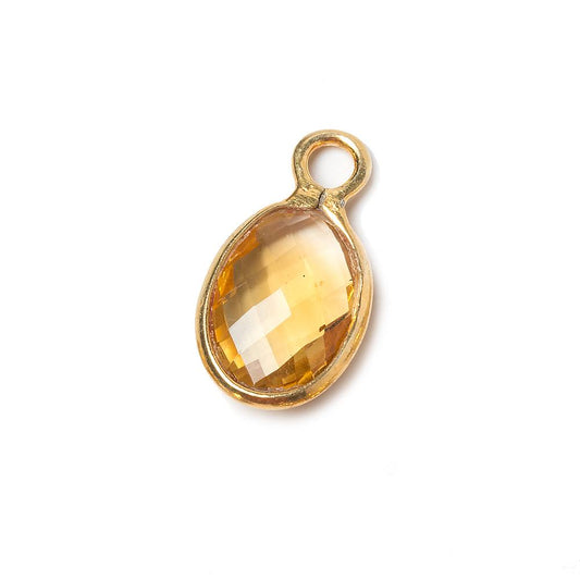 22x12mm Citrine Faceted Oval Vermeil Pendant