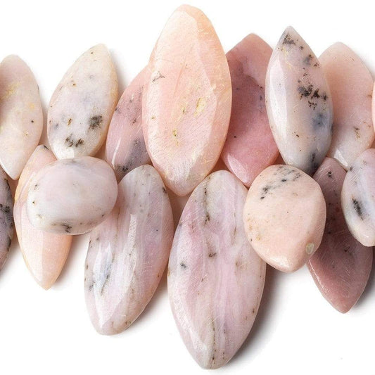 22x13-39x18mm Dendritic Pink Peruvian Opal Plain Marquise Beads 8.5 inch 38 pieces A