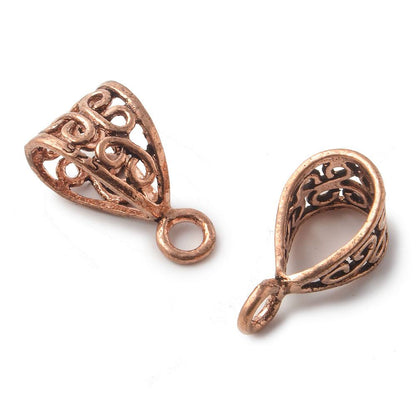 22x13x9mm Copper Bail Scroll Filigree Set of 2