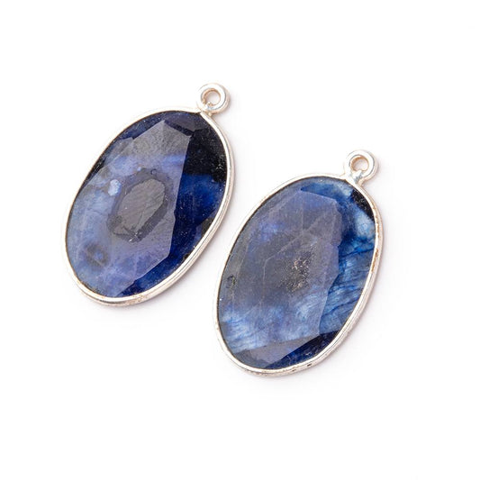 22x15mm .925 Silver Bezel Kyanite Faceted Freeform Set of 2 Pendants