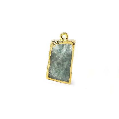 22x15mm Gold Leafed Aquamarine Slice Pendant 1 piece