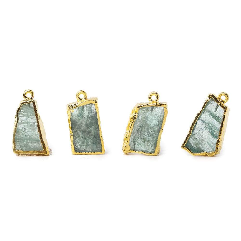 22x15mm Gold Leafed Aquamarine Slice Pendant 1 piece