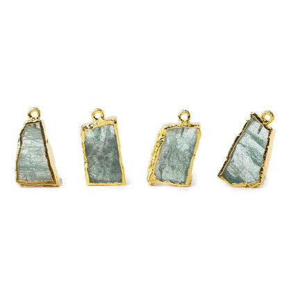 22x15mm Gold Leafed Aquamarine Slice Pendant 1 piece