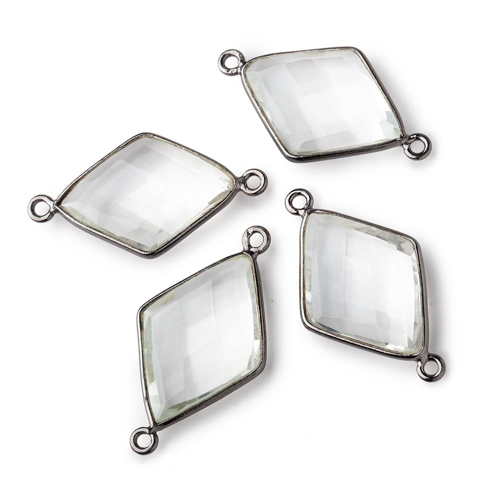 22x16mm Black Gold Crystal Quartz Faceted Kite Connector 1 piece