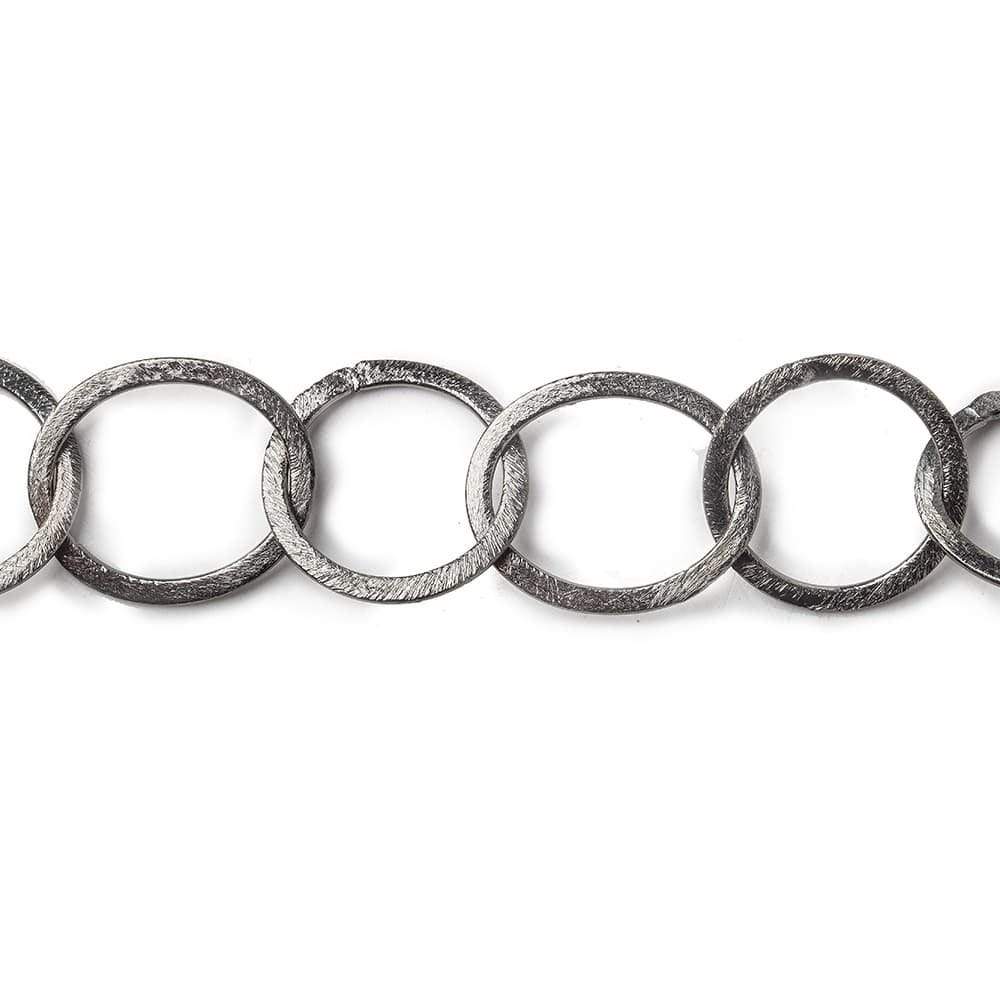 22x17mm-20mm Black Gold Plated Brushed Oval and Round Link Chain by the foot