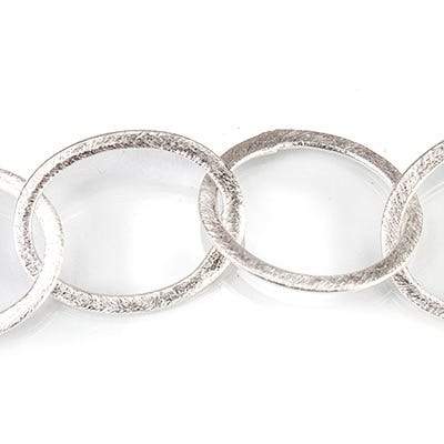 22x17mm Silver plated Brushed Oval Link Chain by the foot
