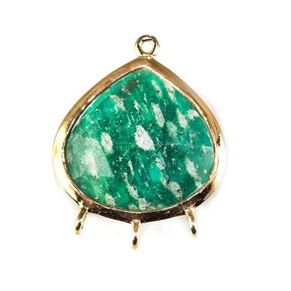 22x17mm Vermeil Bezeled Amazonite faceted heart 3 ring Pendant 1 piece
