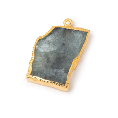 Gold Leafed Moss Aquamarine Slice Pendant Focal 1 piece