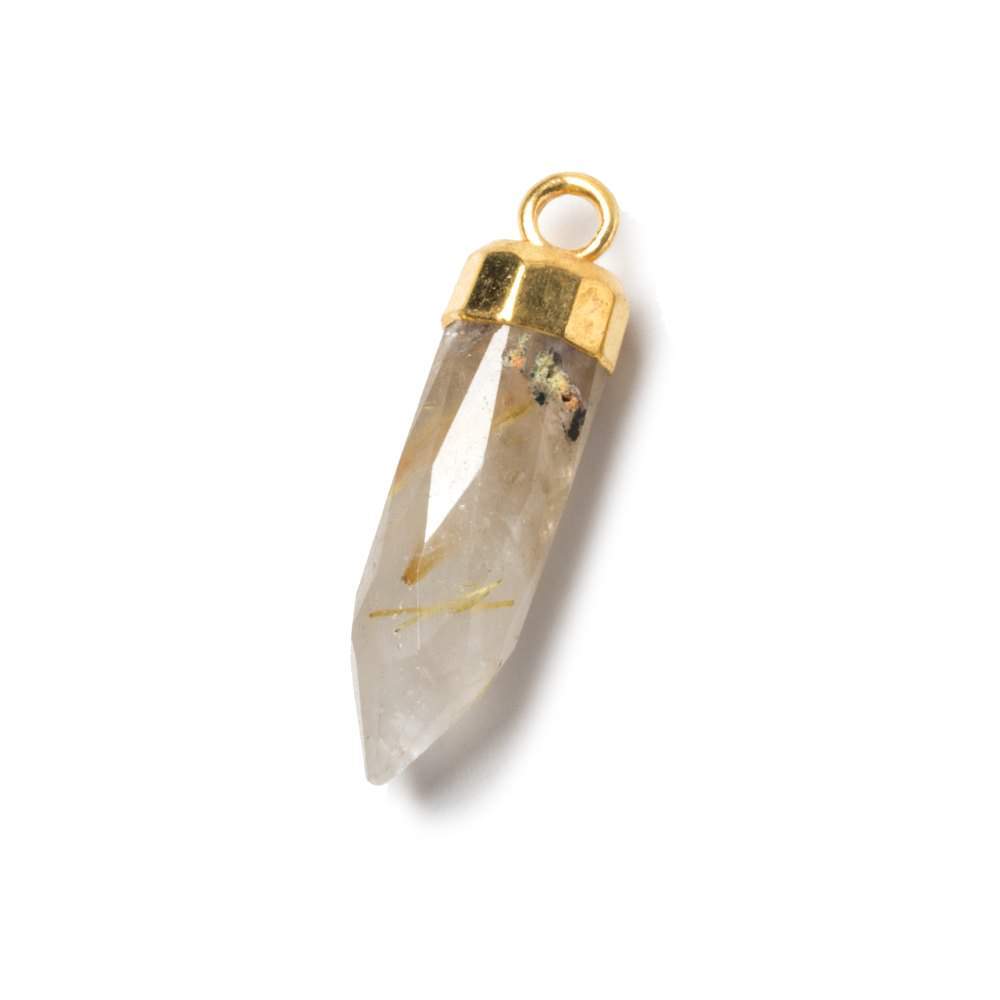 22x5mm Gold Leafed Rutilated Quartz Spike Pendants 1 piece