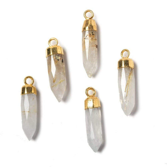 22x5mm Gold Leafed Rutilated Quartz Spike Pendants 1 piece
