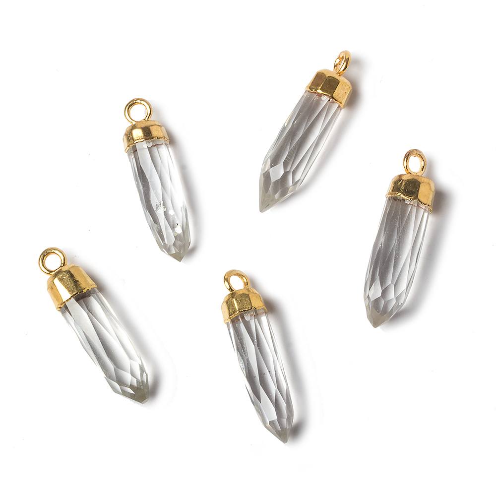 22x6mm Gold Leafed Crystal Quartz Spike Pendants 1 piece