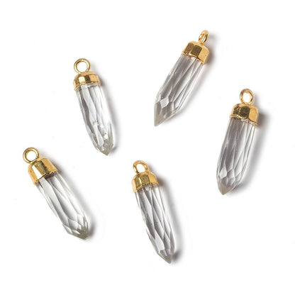 22x6mm Gold Leafed Crystal Quartz Spike Pendants 1 piece