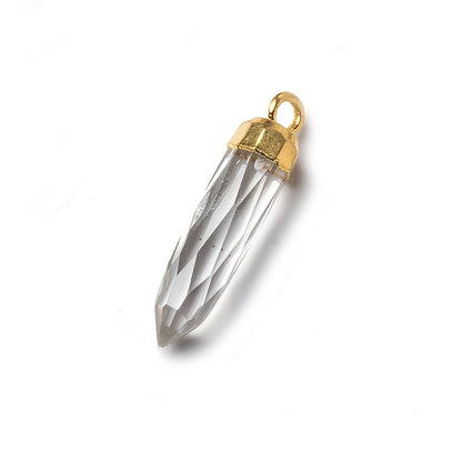 22x6mm Gold Leafed Crystal Quartz Spike Pendants 1 piece